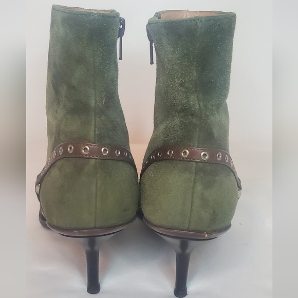 GOFFREDO FANTINI-size 40/10 -suede leather booties- brown leather stitched strap - Picture 2 of 15